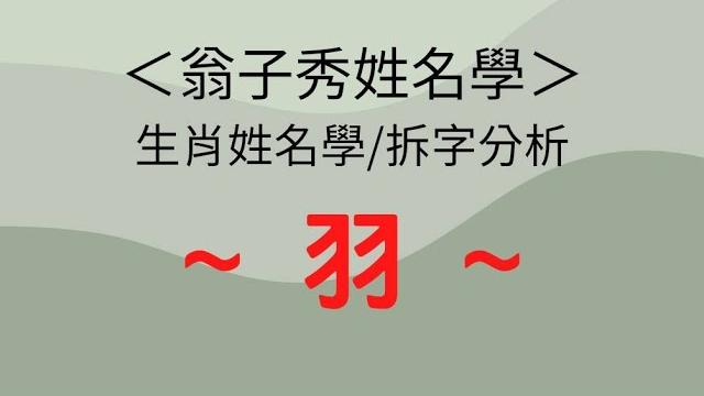 《翁子秀姓名學》生肖喜用拆字分析(羽) |取名 |改名 | 翁子秀生肖姓名學 《翁子秀姓名學》生肖喜用拆字分析(羽) |取名 |改名 | 翁子秀生肖姓名學
