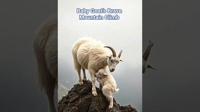 Adorable baby goat climbs with mom on a steep mountain #babygoat #mountaingoat #goatlife Adorable baby goat climbs with mom on a steep mountain #babygoat #mountaingoat #goatlife