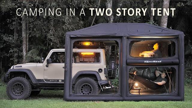 This 2-story tent is like a house! solo camping in a rain forest This 2-story tent is like a house! solo camping in a rain forest