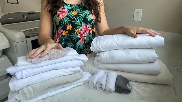 Folding laundry asmr soft whispers fabric sounds Folding laundry asmr soft whispers fabric sounds