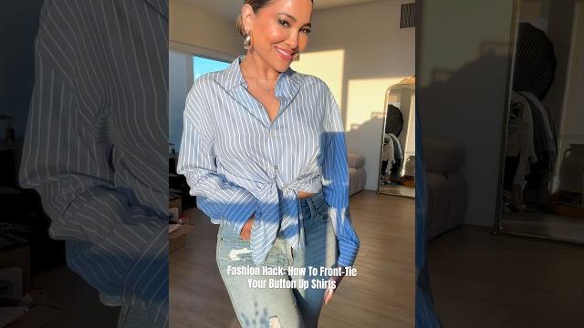 Fashion hack: how to front-tie your button up shirts #ootd #fashiontrends #grwm #fashion #style Fashion hack: how to front-tie your button up shirts #ootd #fashiontrends #grwm #fashion #style
