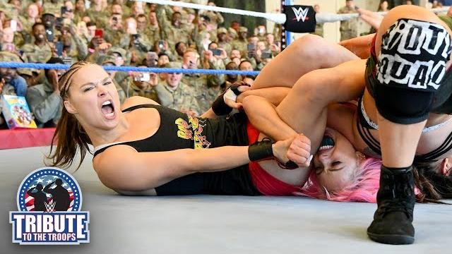 Rousey & natalya vs. jax & tamina vs. morgan & logan: wwe tribute to the troops, dec. 20, 2018 Rousey & natalya vs. jax & tamina vs. morgan & logan: wwe tribute to the troops, dec. 20, 2018