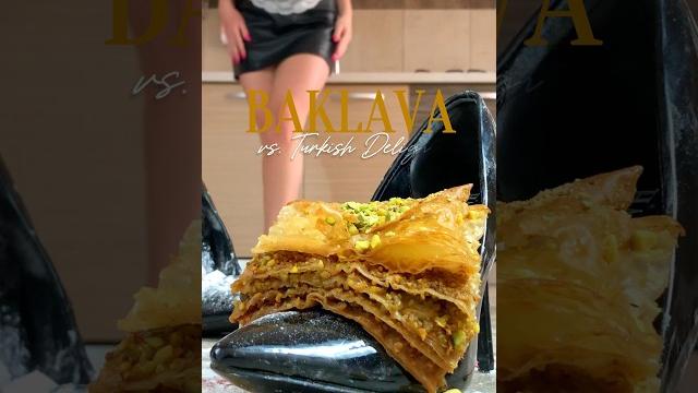 In pea's pumps: turkish delight vs. baklava! heels crushing food! oddly satisfying! barefoot asmr In pea's pumps: turkish delight vs. baklava! heels crushing food! oddly satisfying! barefoot asmr