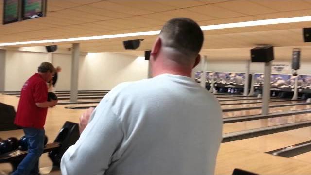 The aftermath of ian bacon bowling...a gutter The aftermath of ian bacon bowling...a gutter