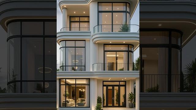Three story organic minimalist villa with curved forms and full height glazing #homedecor #outdoors Three story organic minimalist villa with curved forms and full height glazing #homedecor #outdoors