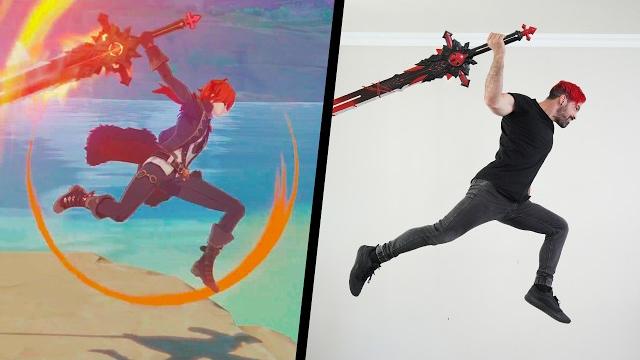 Trying stunts from genshin impact in real life!! Trying stunts from genshin impact in real life!!
