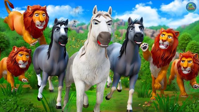 Epic animal kingdom face-off: lion pride vs horse herd battle - who will reign supreme? animal fight Epic animal kingdom face-off: lion pride vs horse herd battle - who will reign supreme? animal fight