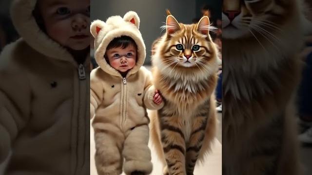 “cutest fashion show ever! baby & maine coon cat rock the runway!” #maine coon #cat #fashion “cutest fashion show ever! baby & maine coon cat rock the runway!” #maine coon #cat #fashion
