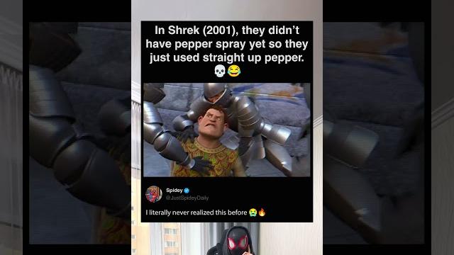 In shrek (2001), they used actual pepper instead of pepper spray In shrek (2001), they used actual pepper instead of pepper spray