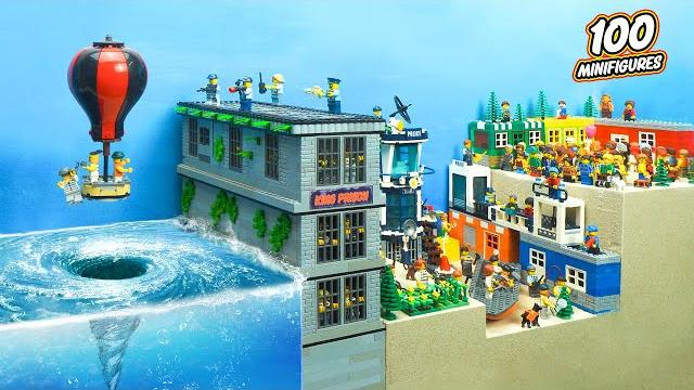 Water tornado vortex whirlpool takedown lego city with 100 minifigures - lego dam breach experiment Water tornado vortex whirlpool takedown lego city with 100 minifigures - lego dam breach experiment