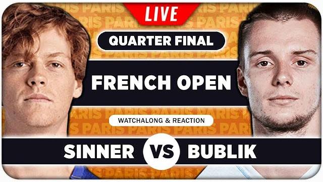 Sinner vs bublik • french open 2025 qf • live tennis watchalong Sinner vs bublik • french open 2025 qf • live tennis watchalong