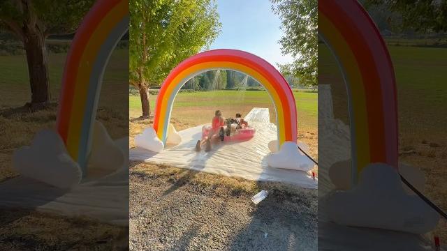 Dad makes the longest slip-n-slide to surprise his kids!!! 🫣 #girldad #parenting #slipnslide Dad makes the longest slip-n-slide to surprise his kids!!! 🫣 #girldad #parenting #slipnslide