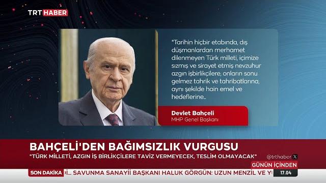 Türk milleti, içimize sızmış ve sirayet etmiş nevzuhur azgın işbirlikçilere teslim olmayacaktır. Türk milleti, içimize sızmış ve sirayet etmiş nevzuhur azgın işbirlikçilere teslim olmayacaktır.