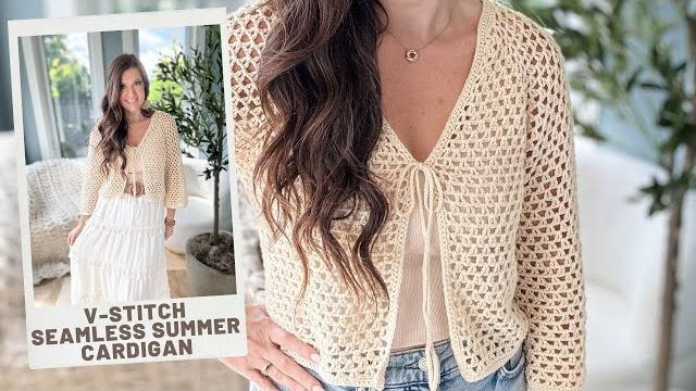 V-stitch summer cardigan crochet pattern - top-down and seamless! V-stitch summer cardigan crochet pattern - top-down and seamless!