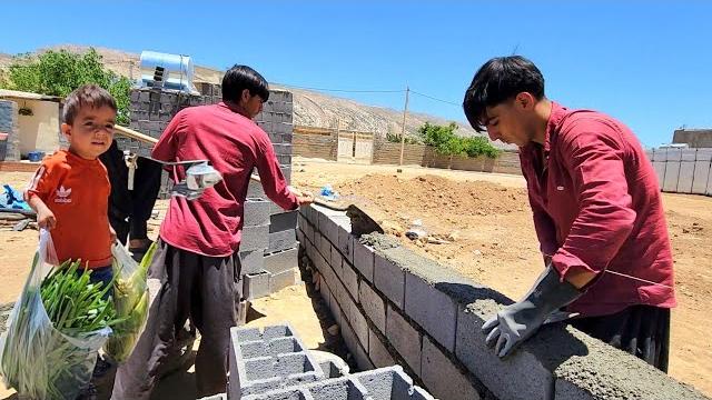 "building a yard wall and a beautiful garden by abu's family: a home project full of love" "building a yard wall and a beautiful garden by abu's family: a home project full of love"