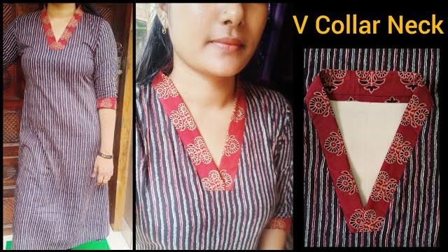 V collar neck cutting and stitching easy method V collar neck cutting and stitching easy method