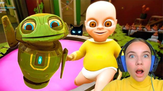 Ребенок в жёлтом и чёрная кошка baby in yellow Ребенок в жёлтом и чёрная кошка baby in yellow