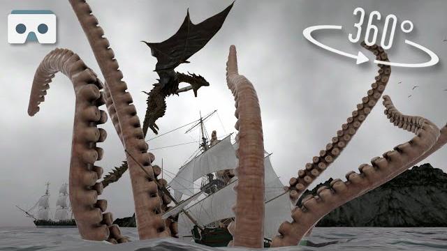 360 kraken eating a ship vr video: 8k virtual reality scary 3d video with wyverns and sea monsters 360 kraken eating a ship vr video: 8k virtual reality scary 3d video with wyverns and sea monsters