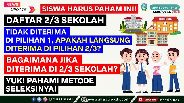 Daftar 2/3 sekolah, bagaimana jika diterima semua? pahami metode seleksi/alurnya | spmb jatim 2025 Daftar 2/3 sekolah, bagaimana jika diterima semua? pahami metode seleksi/alurnya | spmb jatim 2025