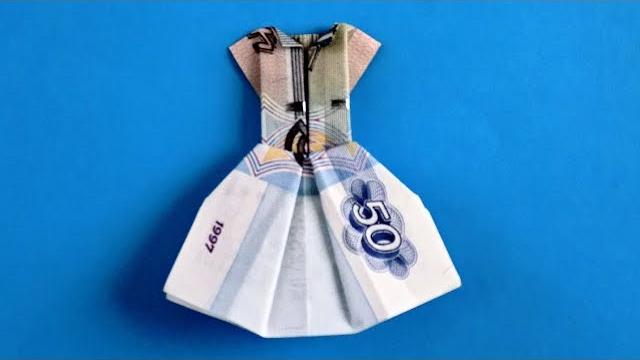 Оригами из денег платье из купюры | манигами Оригами из денег платье из купюры | манигами