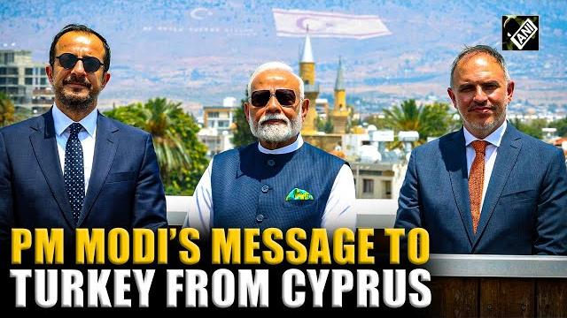 Cyprus president, pm modi view mountains near nicosia which are under turkish occupation Cyprus president, pm modi view mountains near nicosia which are under turkish occupation