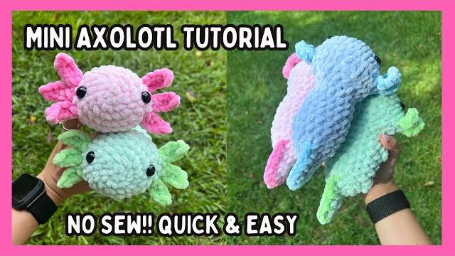 Crochet axolotl (no sew) tutorial free amigurumi pattern step by step, advanced beginners Crochet axolotl (no sew) tutorial free amigurumi pattern step by step, advanced beginners
