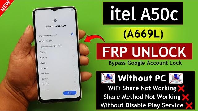 Itel a50c (a669l) frp bypass/unlock android 14 without pc - share option not working - 2025 Itel a50c (a669l) frp bypass/unlock android 14 without pc - share option not working - 2025