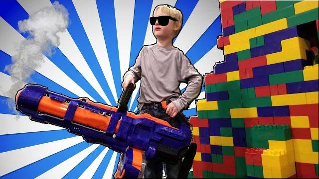 2 story lego fort nerf battle - parents vs kids 2 story lego fort nerf battle - parents vs kids