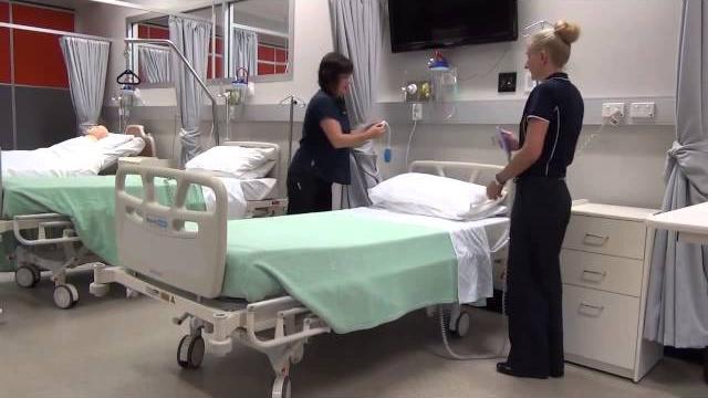 Making a hospital bed Making a hospital bed