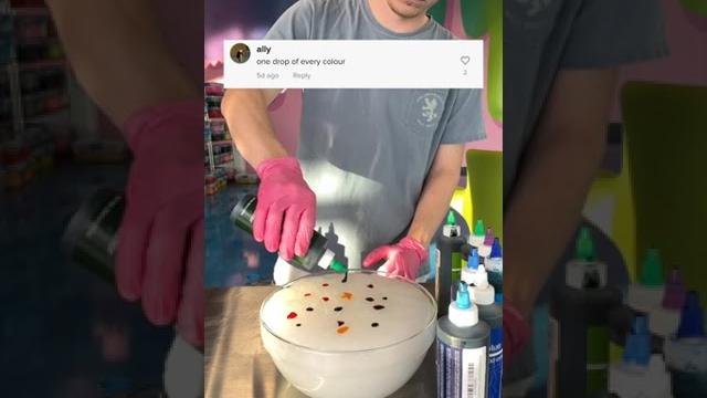We put 1 drop of every color in this slime! We put 1 drop of every color in this slime!