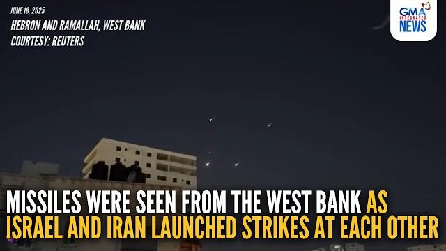 Missiles were seen from the west bank as israel and iran launched strikes... | gma integrated news Missiles were seen from the west bank as israel and iran launched strikes... | gma integrated news