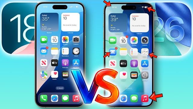 Ios 26 vs ios 18 - side by side comparison Ios 26 vs ios 18 - side by side comparison