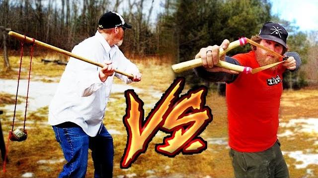 Slingshot vs. shepherds staff sling | slingshot versus ep. #2 Slingshot vs. shepherds staff sling | slingshot versus ep. #2