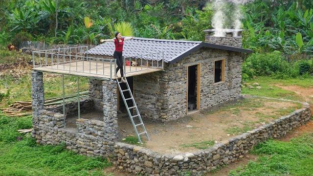Full video _30 days alone build stone house with chimney-fireplace, from start to finish Full video _30 days alone build stone house with chimney-fireplace, from start to finish