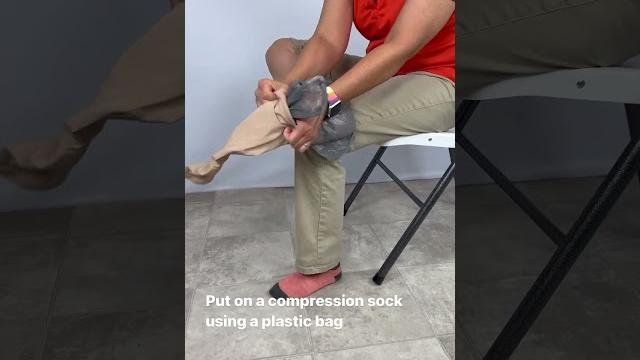 Use a plastic bag to put on a #compression #stocking Use a plastic bag to put on a #compression #stocking