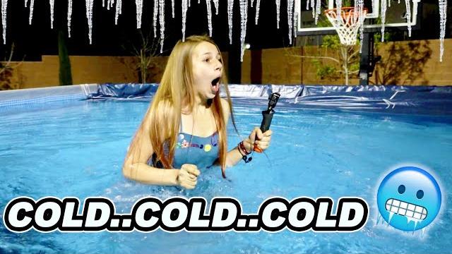 First plunge in our freezing pool! First plunge in our freezing pool!