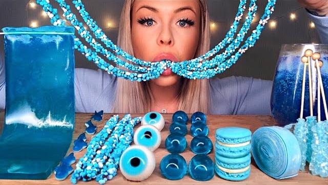Most popular food for asmr *blue food* sheet jelly, butterfly tea, rope jelly, rock candy mukbang 먹방 Most popular food for asmr *blue food* sheet jelly, butterfly tea, rope jelly, rock candy mukbang 먹방