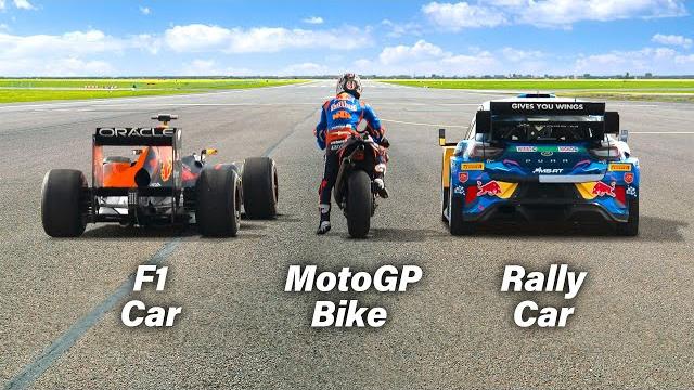 F1 car vs motogp bike vs rally car: ultimate drag race! F1 car vs motogp bike vs rally car: ultimate drag race!