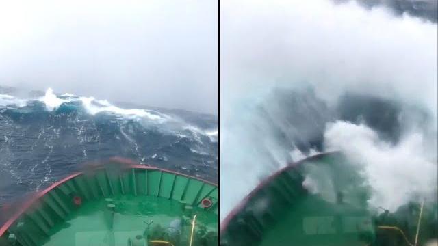 Rogue wave hits fishing trawler (north sea) Rogue wave hits fishing trawler (north sea)
