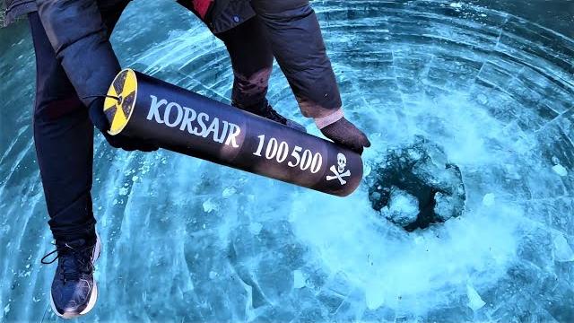Корсар 100500 в вонючем озере | взрываем лёд мега петардой Корсар 100500 в вонючем озере | взрываем лёд мега петардой