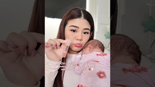 Strawberry milk second pump after birth #firsttimemom #newbornbaby #breastfeedingmama Strawberry milk second pump after birth #firsttimemom #newbornbaby #breastfeedingmama