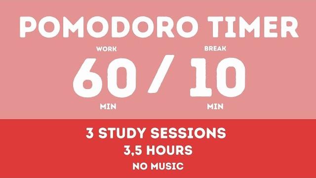 60 / 10 pomodoro timer - 3,5 hours study || no music - study for dreams - deep focus - study timer 60 / 10 pomodoro timer - 3,5 hours study || no music - study for dreams - deep focus - study timer