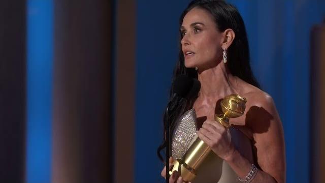 Demi moore wins best female actor – motion picture – musical/comedy | 82nd annual golden globes Demi moore wins best female actor – motion picture – musical/comedy | 82nd annual golden globes