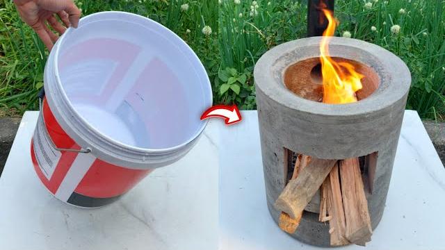 How to cast a smokeless stove with cement and paint bucket How to cast a smokeless stove with cement and paint bucket
