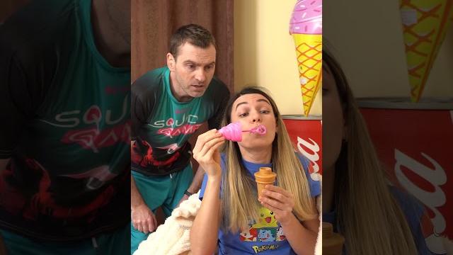 He hid to eat ice cream but it turned out to be soap bubbles 2 #shorts He hid to eat ice cream but it turned out to be soap bubbles 2 #shorts