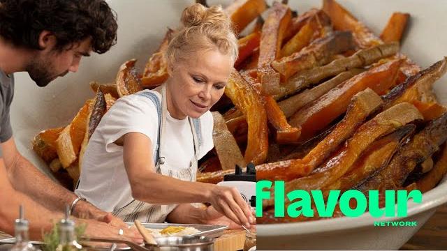 Pamela anderson makes sweet potato fries with gabe kennedy | pamela's cooking with love Pamela anderson makes sweet potato fries with gabe kennedy | pamela's cooking with love