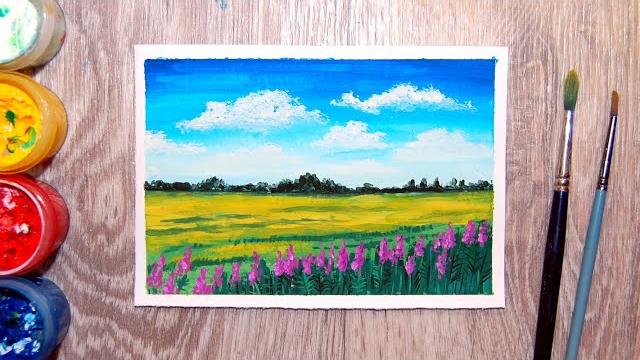 Как нарисовать летний пейзаж легко Как нарисовать летний пейзаж легко