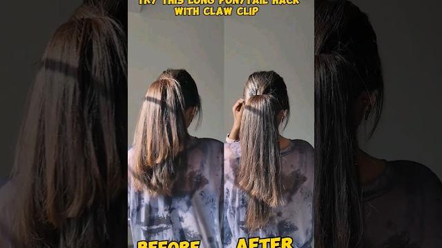 Long ponytail hairstyle hack with claw clip #hairstylehacks #ponytailhairstyles day14/30-day Long ponytail hairstyle hack with claw clip #hairstylehacks #ponytailhairstyles day14/30-day