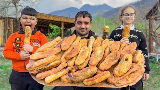 A day in the crowded bazaar of the village! chef cooking juicy piroshki! rural mountain village life A day in the crowded bazaar of the village! chef cooking juicy piroshki! rural mountain village life