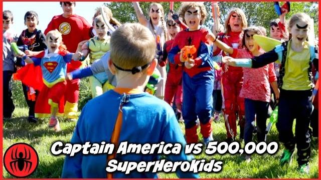 Captain america vs 500,000 superhero kids epic battle w the flash, ironman batman pink power ranger Captain america vs 500,000 superhero kids epic battle w the flash, ironman batman pink power ranger